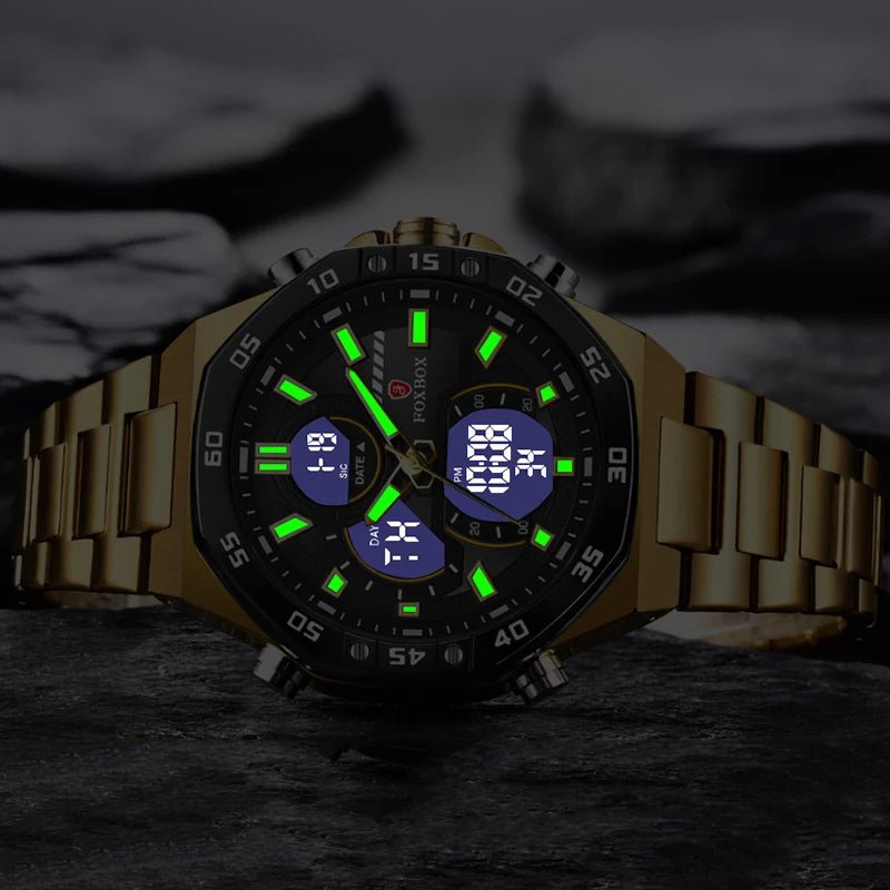 "Ultimate Style and Functionality: LIGE Dual Display Men's Watch - Waterproof, Luxury Sport Quartz Chronograph for the Modern Gentleman"