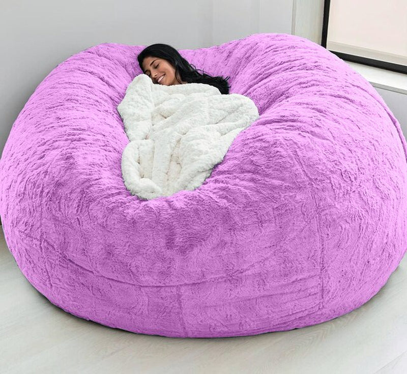 "Ultimate Comfort 150CM Extra Large Bean Bag Chair - Luxurious Furry Fur Cover, Easy to Clean, Perfect for Lounging and Relaxing"