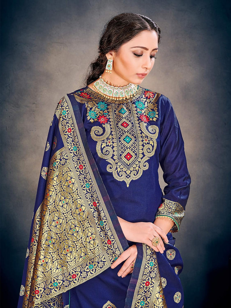 "Exquisite Women's Indian Pakistani Ready-to-Wear Dress | Luxurious Banarasi Art Silk Salwar Kameez | Stunning Minakari Woven Silk Dupatta | Elegant Stitched Suit"