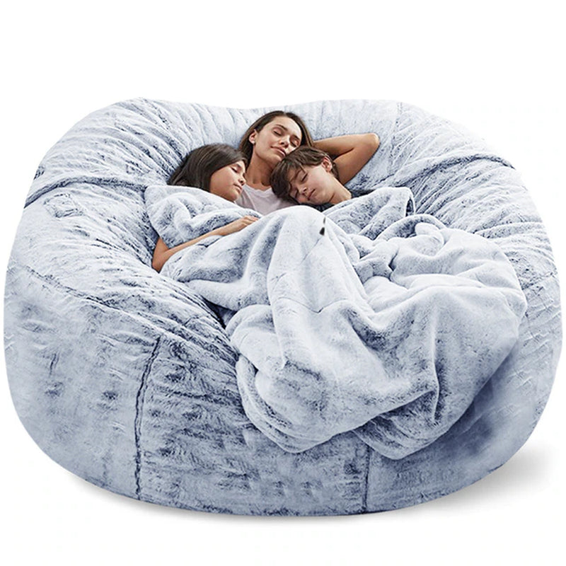 "Ultimate Comfort 150CM Extra Large Bean Bag Chair - Luxurious Furry Fur Cover, Easy to Clean, Perfect for Lounging and Relaxing"