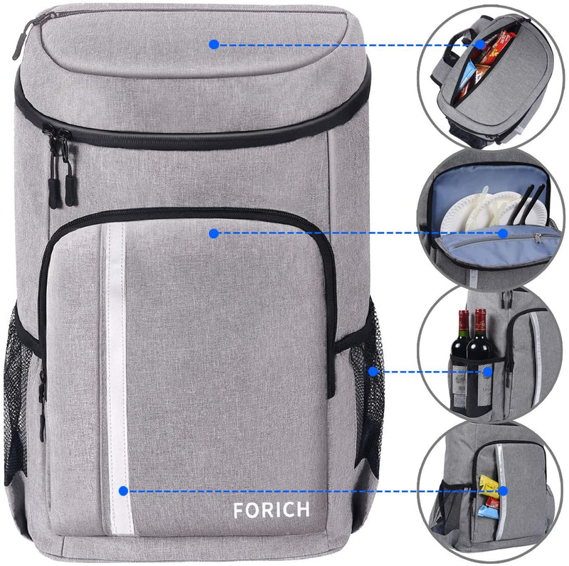 Leakproof Insulated Waterproof Backpack Cooler Bag - Ideal Lightweight Beach Cooler Backpack for Men and Women, Perfect for Work Lunches, Picnics, Camping, and Hiking - Holds 30 Cans