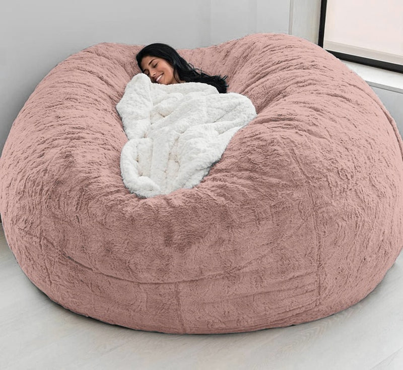 "Ultimate Comfort 150CM Extra Large Bean Bag Chair - Luxurious Furry Fur Cover, Easy to Clean, Perfect for Lounging and Relaxing"