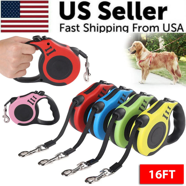 "Ultimate Freedom: 16.5FT Automatic Retractable Dog Leash - Hassle-Free Pet Walking with Collar - Free US Shipping!"