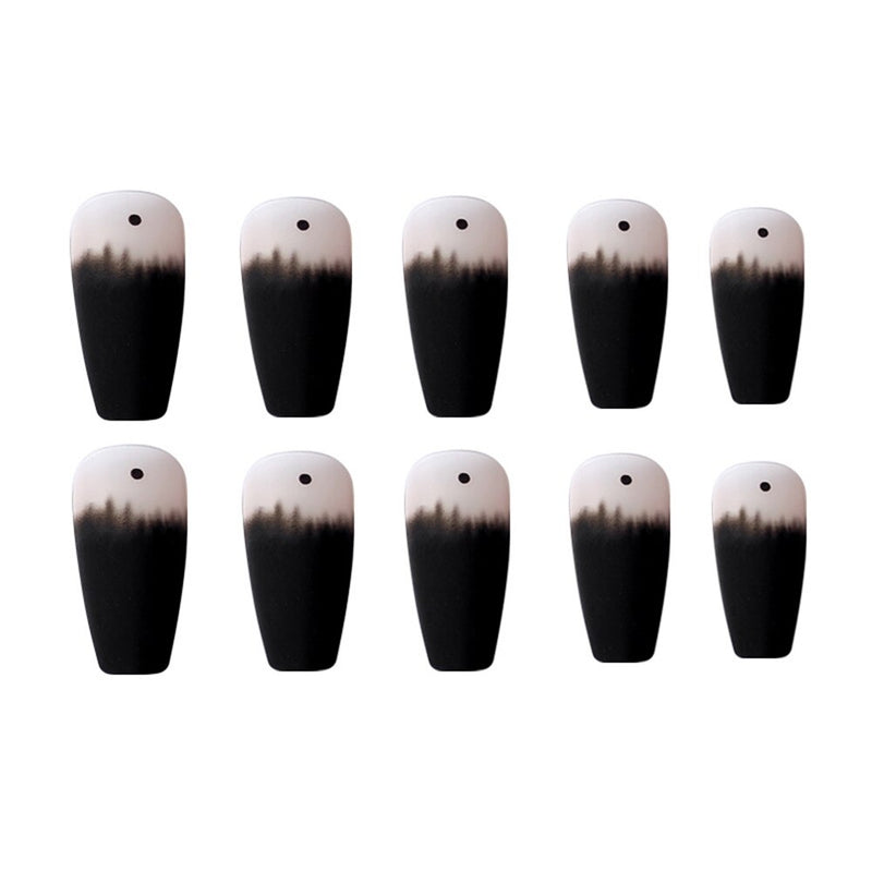 "Black Ombre Matte Coffin Nails - 24-Piece DIY Manicure Kit for Chic Nail Art"