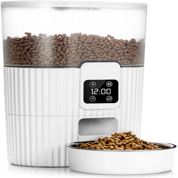 "Smart Pet Feeder: 3.5L Auto Dry Food Dispenser with Dual Power, Easily Set 1-4 Meals Daily for Cats and Dogs"