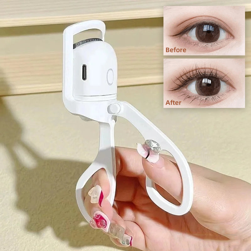 "Rechargeable Electric Heated Eyelash Curler - Achieve Long-Lasting, Beautifully Curled Lashes with Ease!"