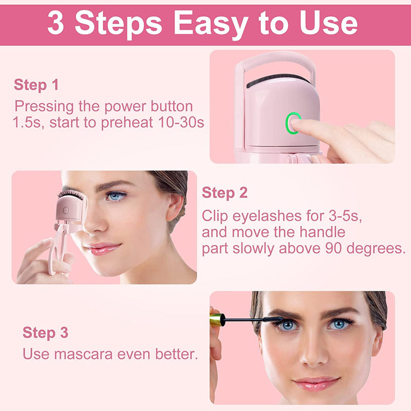 "Rechargeable Electric Heated Eyelash Curler - Achieve Long-Lasting, Beautifully Curled Lashes with Ease!"