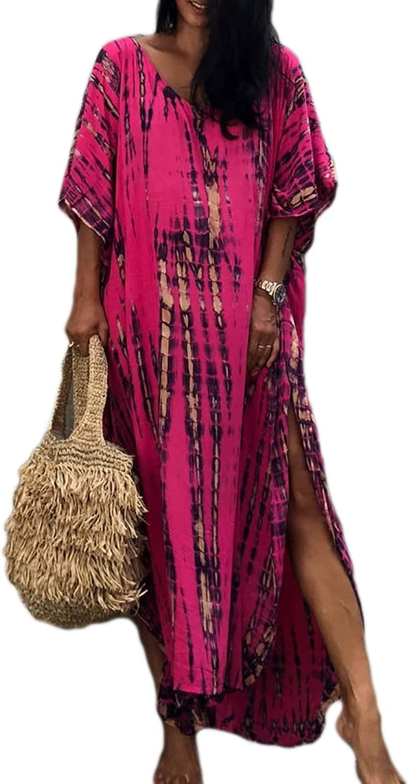 "Stylish and Flattering Women's Plus Size Kaftan Dress - Perfect for the Beach or Poolside!"