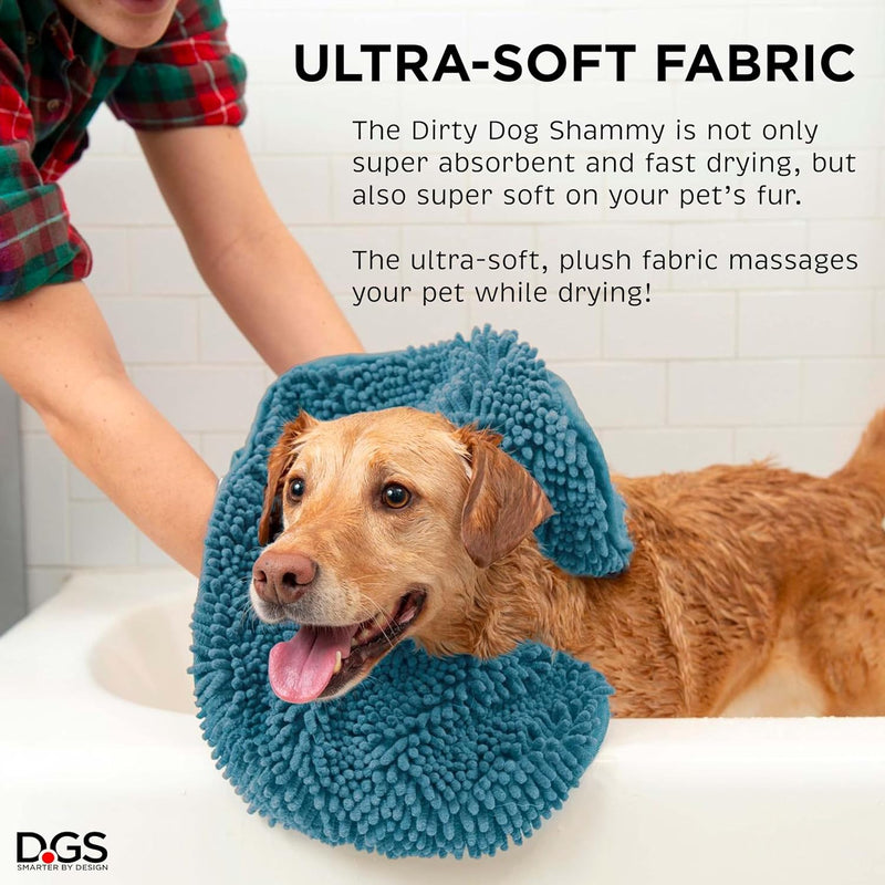 "Ultimate Shammy Dog Towel - The Perfect Solution for Drying Dogs - Luxuriously Soft, Extra Absorbent, and Quick Drying - Essential Dog Bathing Supplies in Grey - 13X31 Size"