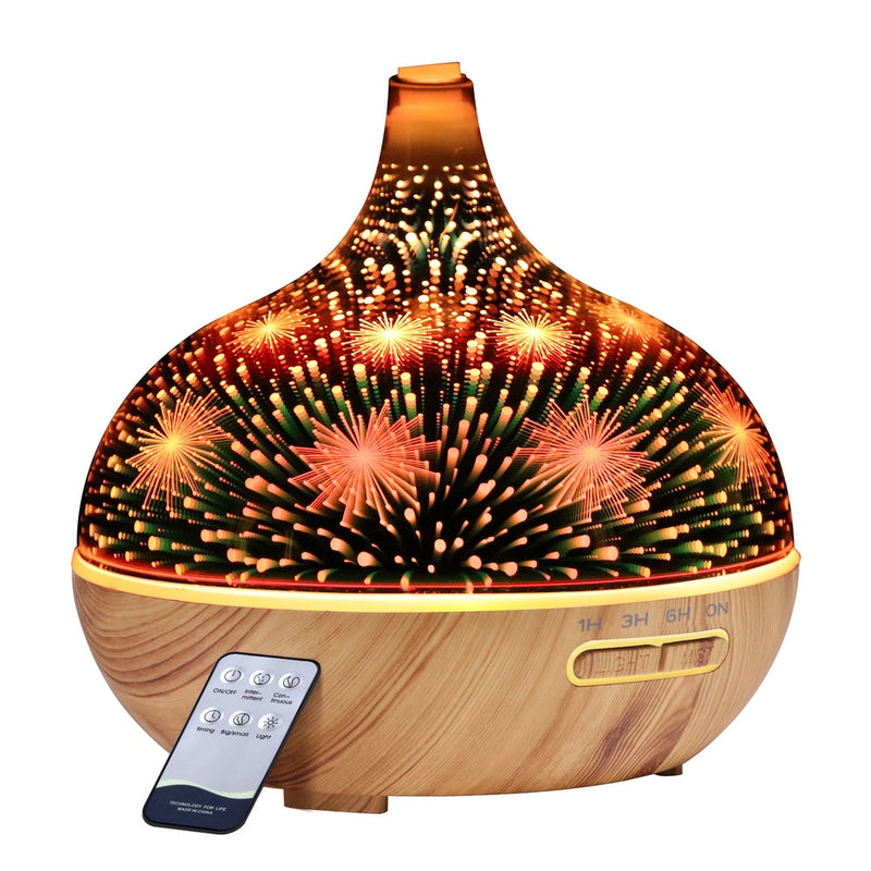 DEVANTI Aroma Aromatherapy Diffuser 3D LED Night Light Firework Air Humidifier Purifier 400ml Remote Control-0