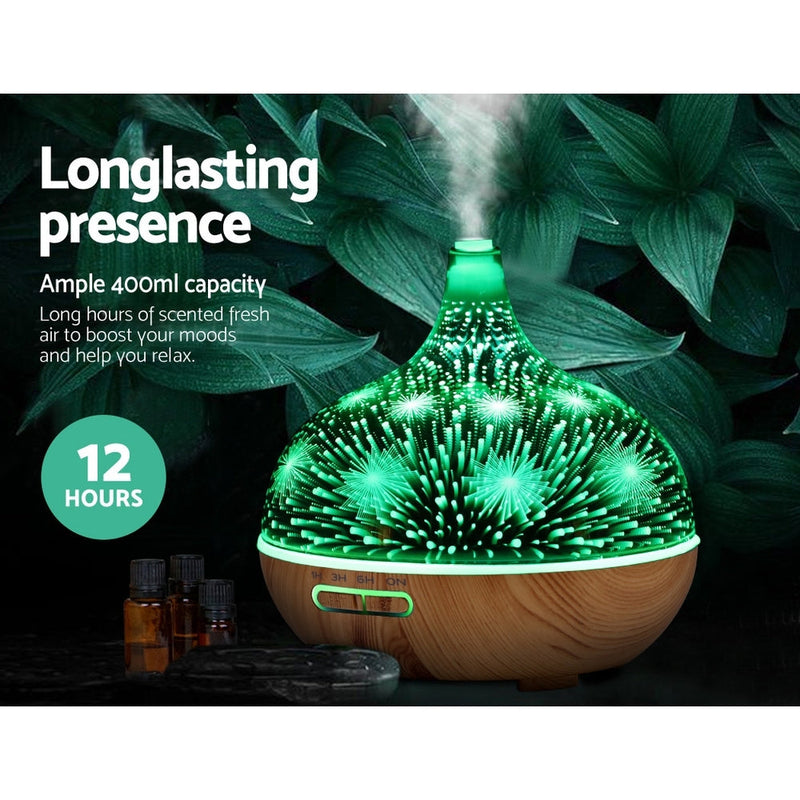 DEVANTI Aroma Aromatherapy Diffuser 3D LED Night Light Firework Air Humidifier Purifier 400ml Remote Control-3