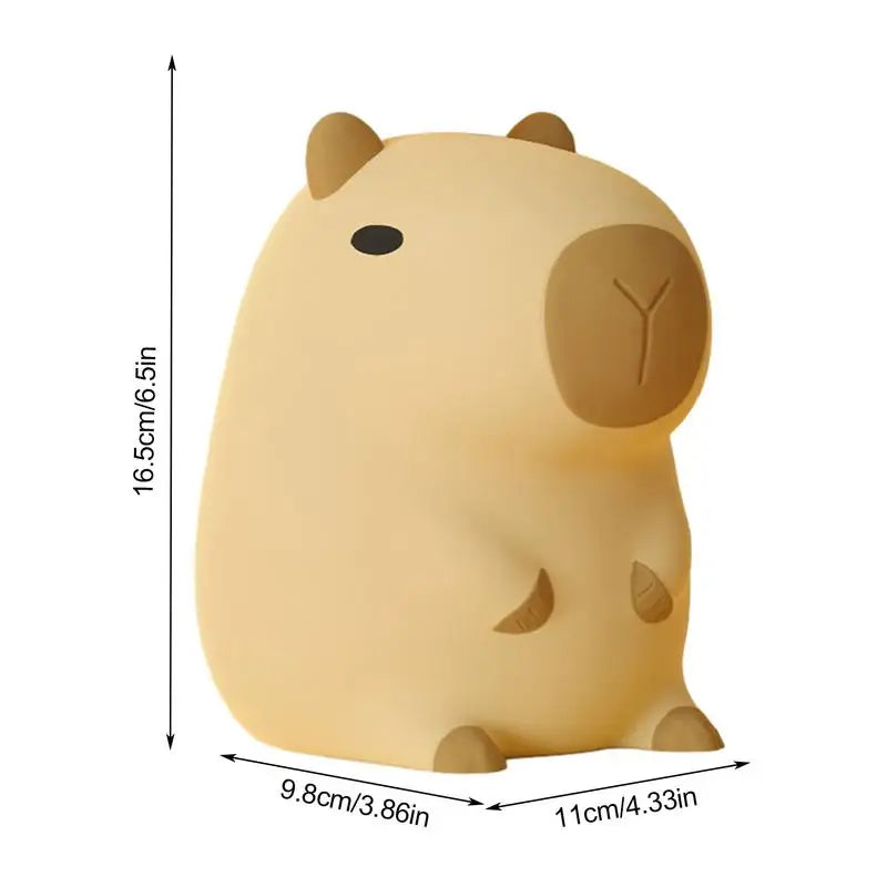 Professional Product Title: ```USB Rechargeable Silicone Night Light for Children's Room Decor - Adorable Cartoon Capybara Design with Timing and Dimming Functionality```