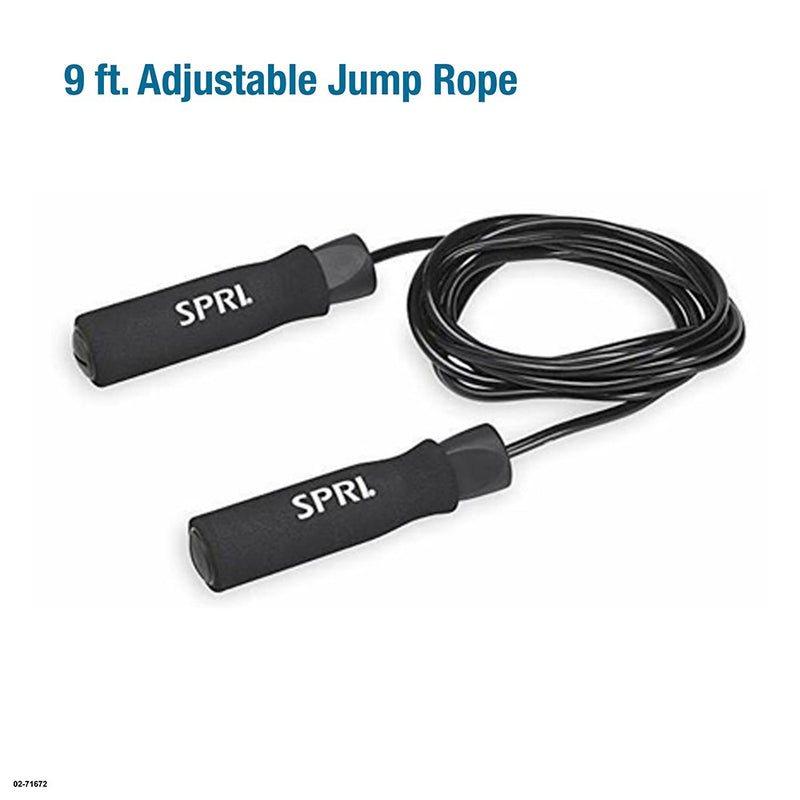 Professional Product Title: "Complete Home Gym Essentials Set with Jump Rope, Push-Up Bars, Ab Wheel, and Medium Resistance Tube"