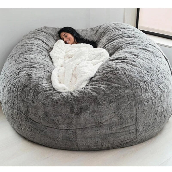 "Ultimate Comfort 150CM Extra Large Bean Bag Chair - Luxurious Furry Fur Cover, Easy to Clean, Perfect for Lounging and Relaxing"