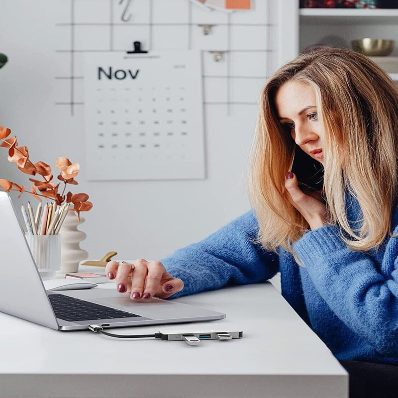 "Enhance Your Connectivity: 4-in-1 USB C Hub Docking Station with 4 Lightning-Fast USB 3.0 Ports for Windows and Mac Users"