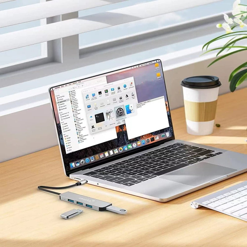 "Enhance Your Connectivity: 4-in-1 USB C Hub Docking Station with 4 Lightning-Fast USB 3.0 Ports for Windows and Mac Users"