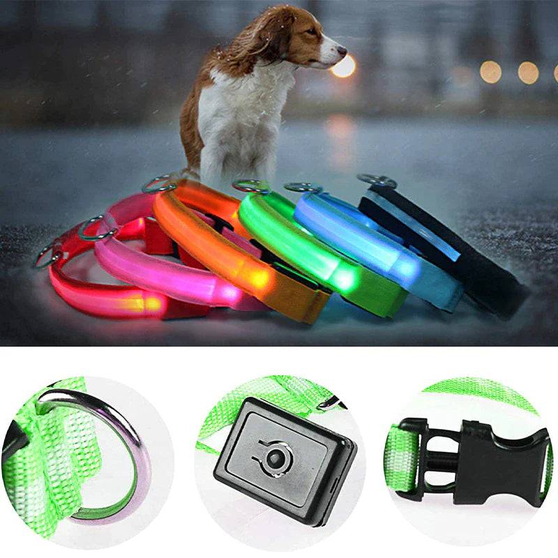 "Illuminate Your Pup's Nighttime Adventures with our Stylish and Waterproof LED Dog Collar - Ensuring Safety and Fashion!"