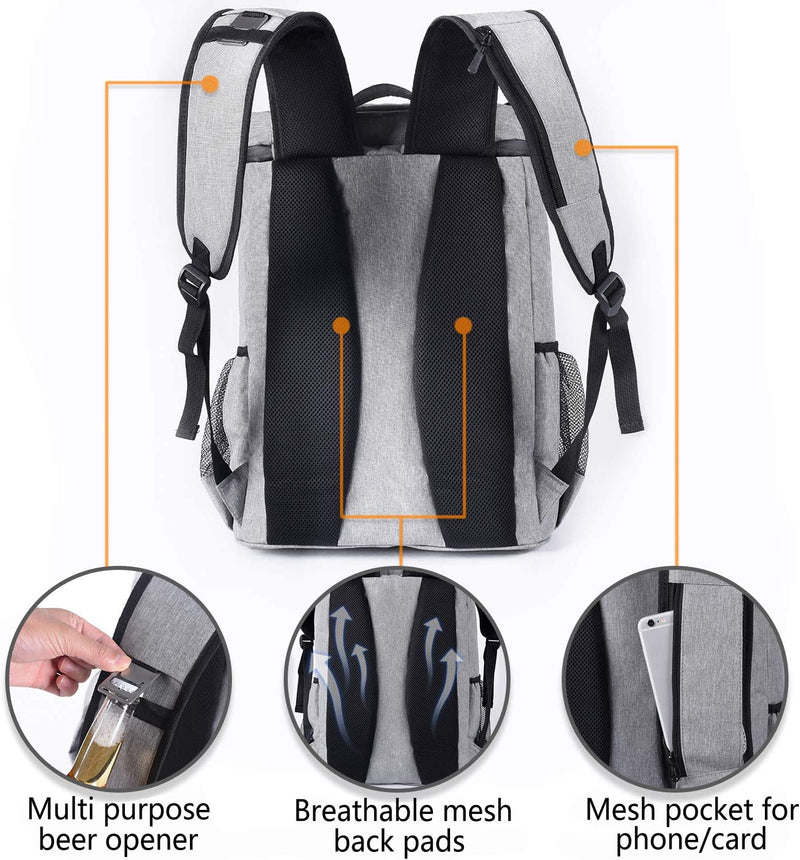 Leakproof Insulated Waterproof Backpack Cooler Bag - Ideal Lightweight Beach Cooler Backpack for Men and Women, Perfect for Work Lunches, Picnics, Camping, and Hiking - Holds 30 Cans