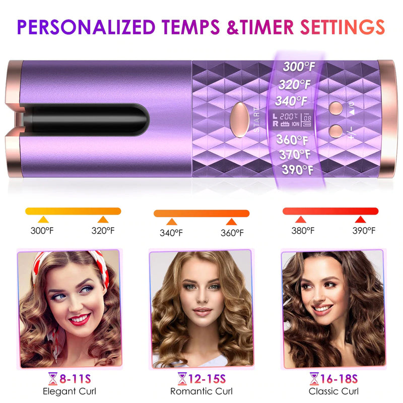 "Effortless Waves: Cordless Auto Hair Curler for Silky Curls, Fast Heating, and Portable Design - Achieve Perfect Curls Anytime, Anywhere!"