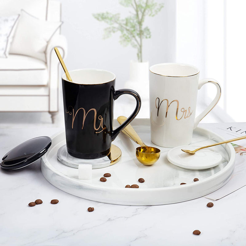 "Lovebirds' Coffee Mug Set - Perfect Wedding Gift for the Newlyweds - Cherished Keepsake for Mr and Mrs - Ideal Anniversary and Engagement Present - Celebrate Love on Valentine's Day!"