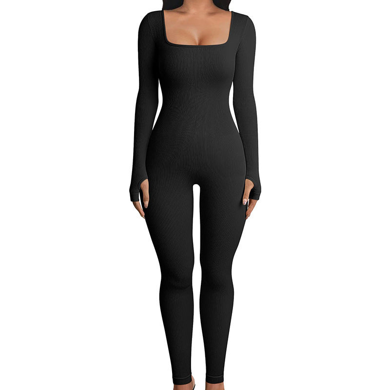 "Ultimate Comfort and Style: Seamless Long Sleeve Hip Lift Yoga Jumpsuit - Perfect for Sports and Shapewear"