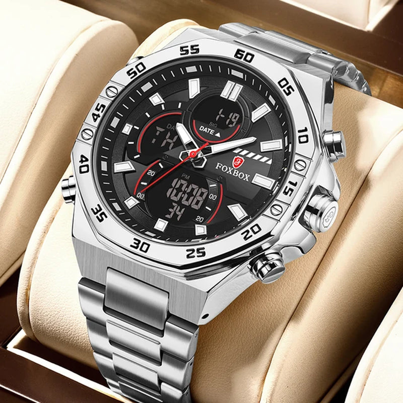 "Ultimate Style and Functionality: LIGE Dual Display Men's Watch - Waterproof, Luxury Sport Quartz Chronograph for the Modern Gentleman"