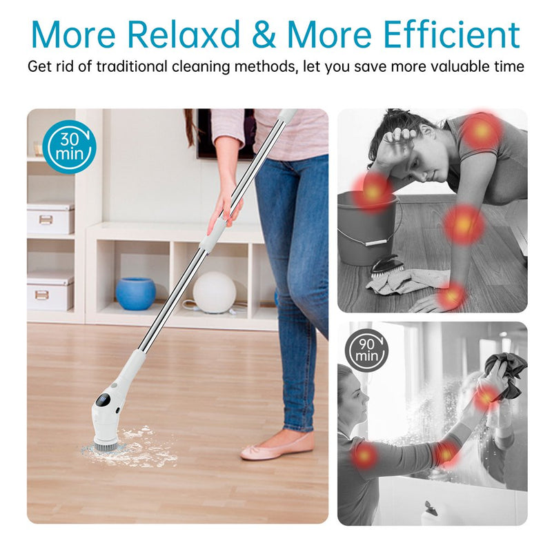 Professional title: "Versatile Electric Spin Scrubber with Adjustable Handle, Night Light, and LCD Display, Cordless Handheld Cleaning Brush with Multiple Speed Settings"