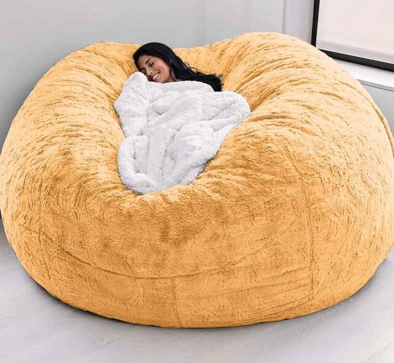 "Ultimate Comfort 150CM Extra Large Bean Bag Chair - Luxurious Furry Fur Cover, Easy to Clean, Perfect for Lounging and Relaxing"