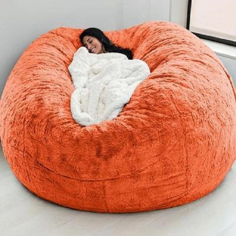 "Ultimate Comfort 150CM Extra Large Bean Bag Chair - Luxurious Furry Fur Cover, Easy to Clean, Perfect for Lounging and Relaxing"