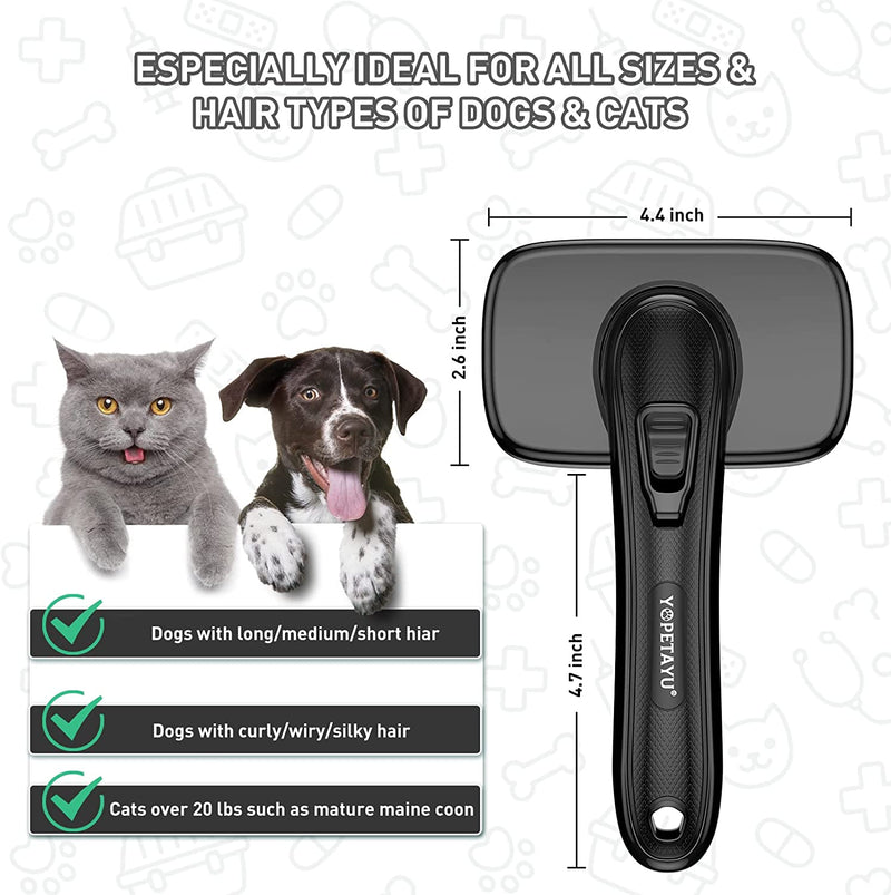 "Ultimate Pet Grooming Tool: Self-Cleaning Dog Brush for All Hair Types, Removes Shedding, Mats, and Tangles, Perfect for Cats and Dogs, Sleek Black Design"