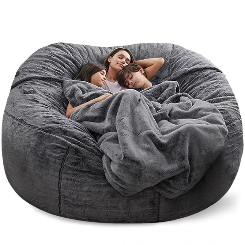 "Ultimate Comfort 150CM Extra Large Bean Bag Chair - Luxurious Furry Fur Cover, Easy to Clean, Perfect for Lounging and Relaxing"