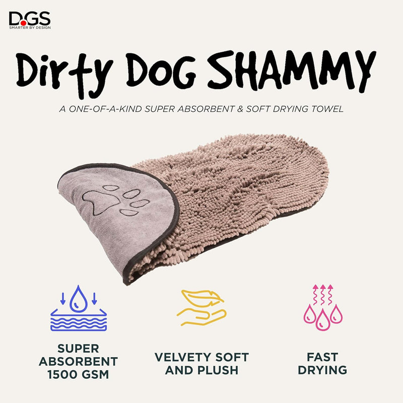 "Ultimate Shammy Dog Towel - The Perfect Solution for Drying Dogs - Luxuriously Soft, Extra Absorbent, and Quick Drying - Essential Dog Bathing Supplies in Grey - 13X31 Size"