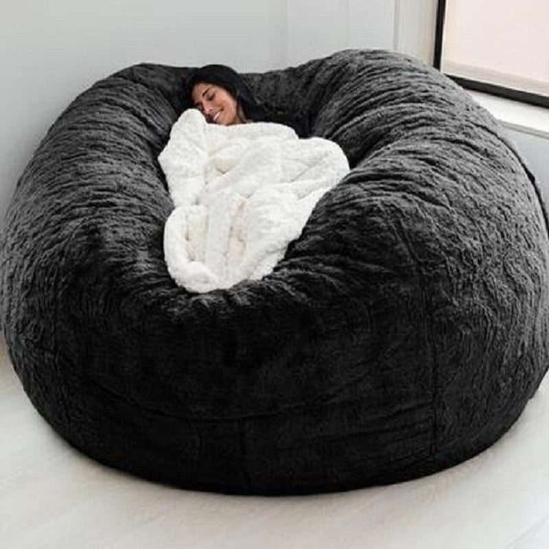 "Ultimate Comfort 150CM Extra Large Bean Bag Chair - Luxurious Furry Fur Cover, Easy to Clean, Perfect for Lounging and Relaxing"