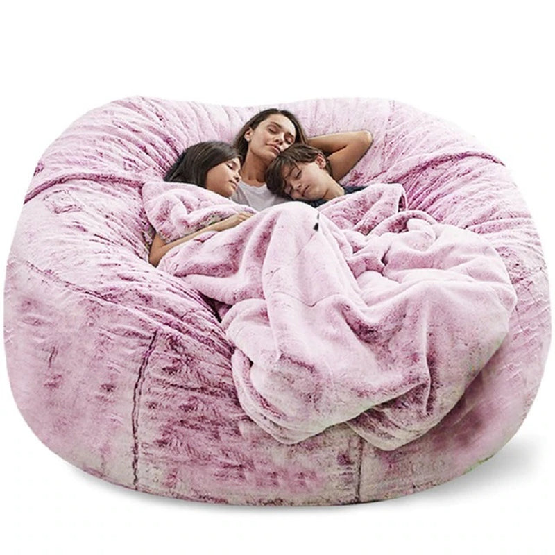 "Ultimate Comfort 150CM Extra Large Bean Bag Chair - Luxurious Furry Fur Cover, Easy to Clean, Perfect for Lounging and Relaxing"