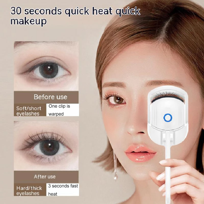 "Rechargeable Electric Heated Eyelash Curler - Achieve Long-Lasting, Beautifully Curled Lashes with Ease!"