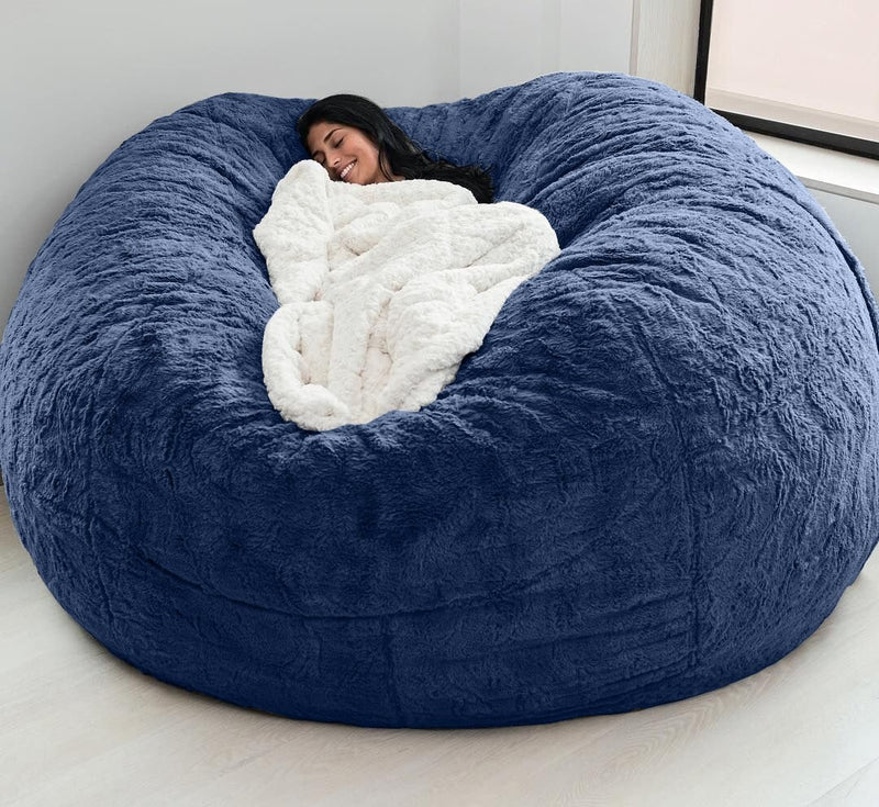 "Ultimate Comfort 150CM Extra Large Bean Bag Chair - Luxurious Furry Fur Cover, Easy to Clean, Perfect for Lounging and Relaxing"