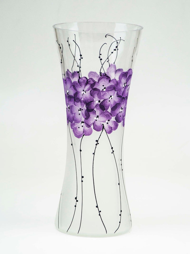 Handpainted Glass Vase | Painted Art Glass Vase | Interior Design Home Decor | Table vase 12 inch-3