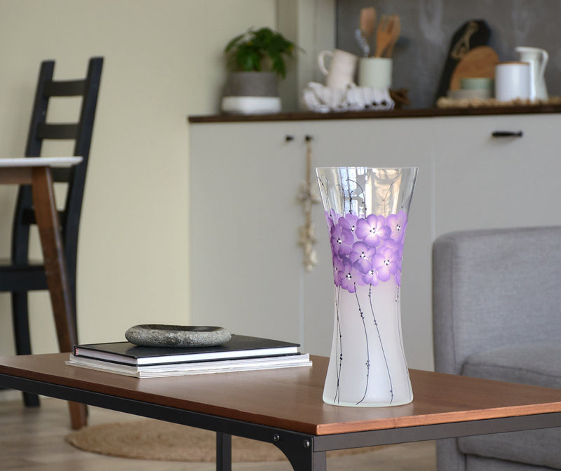 Handpainted Glass Vase | Painted Art Glass Vase | Interior Design Home Decor | Table vase 12 inch-0