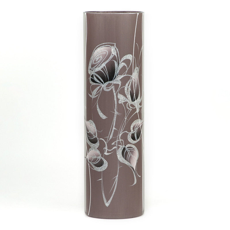 Handmade decorated vase | Glass vase for flowers | Cylinder Vase | Interior Design | Home Decor | Large Floor Vase 16 inch-1