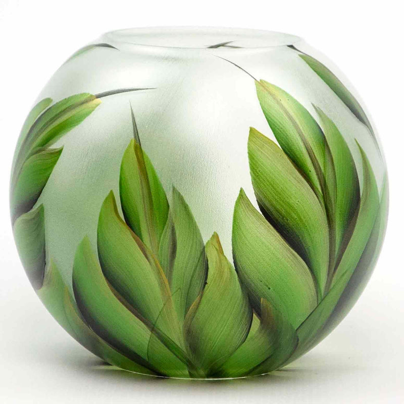 Handpainted Glass Vase for Flowers | Painted Art Glass Vase | Interior Design Home Room Decor Tropical | Table vase 6 inch-1