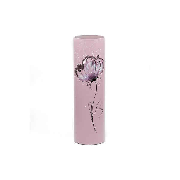 Gentle flower | Art decorated glass vase | Glass vase for flowers | Cylinder Vase | Interior Design | Home Decor | Large Floor Vase 16 inch-0